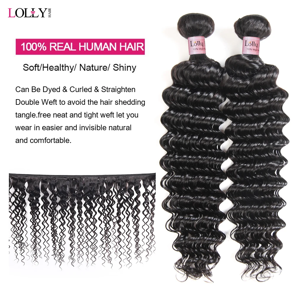 Lolly  deep Wave Bundles With Frontal  Brazilian Weave Bundles Hair With 13x4  frontal Wave Bundles Human Hair 28 30 Inch