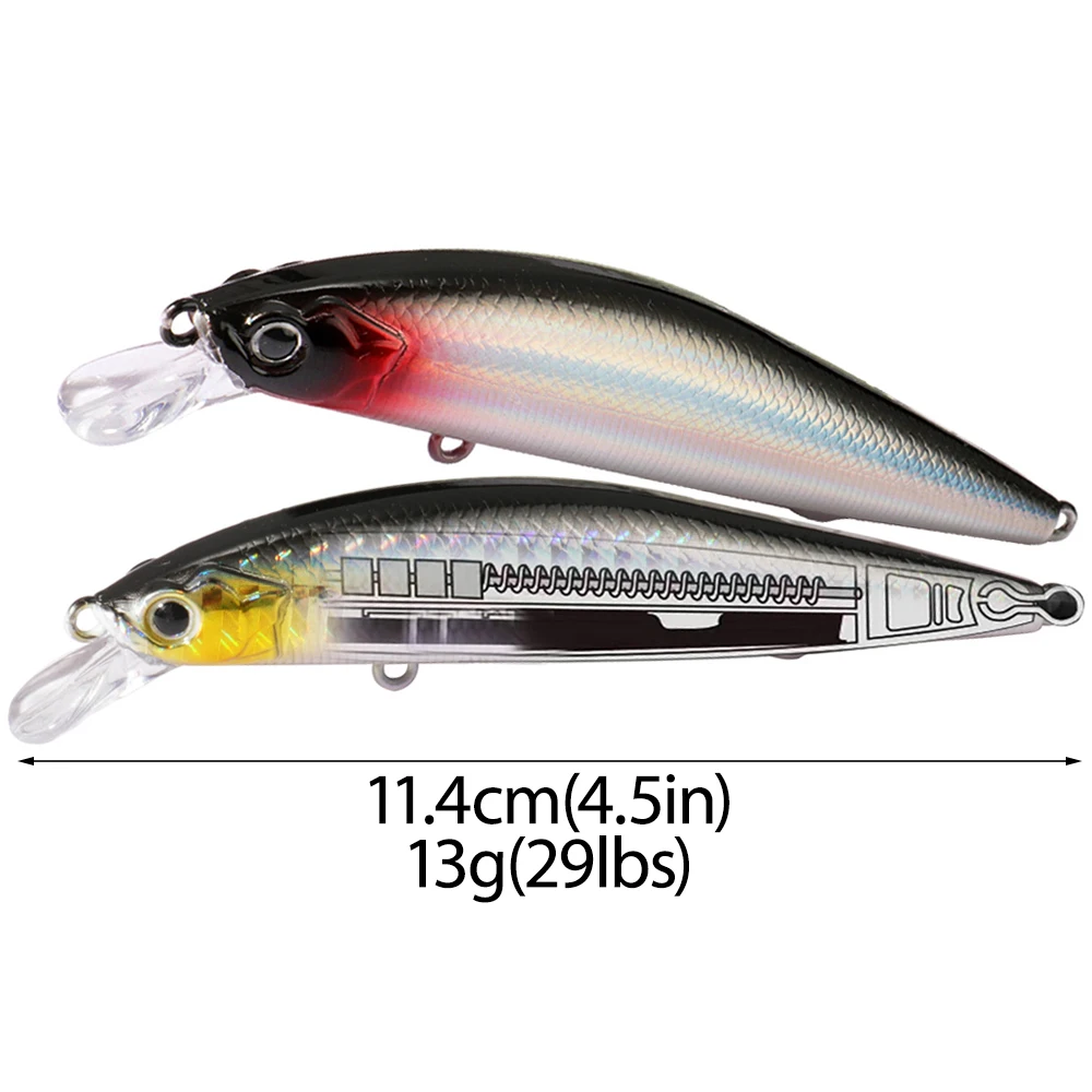 GOBAI 11.4cm 13g Professional Quality Magnet Weight Suspensio Minnow Crank Hot Model Fishing Lure Wobbler 2PCS Artificial Bait