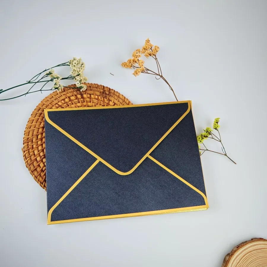 ซองจดหมายปั๊มร้อน 10 ชิ้น ขนาด 19*14 ซม. ขอบสีทอง