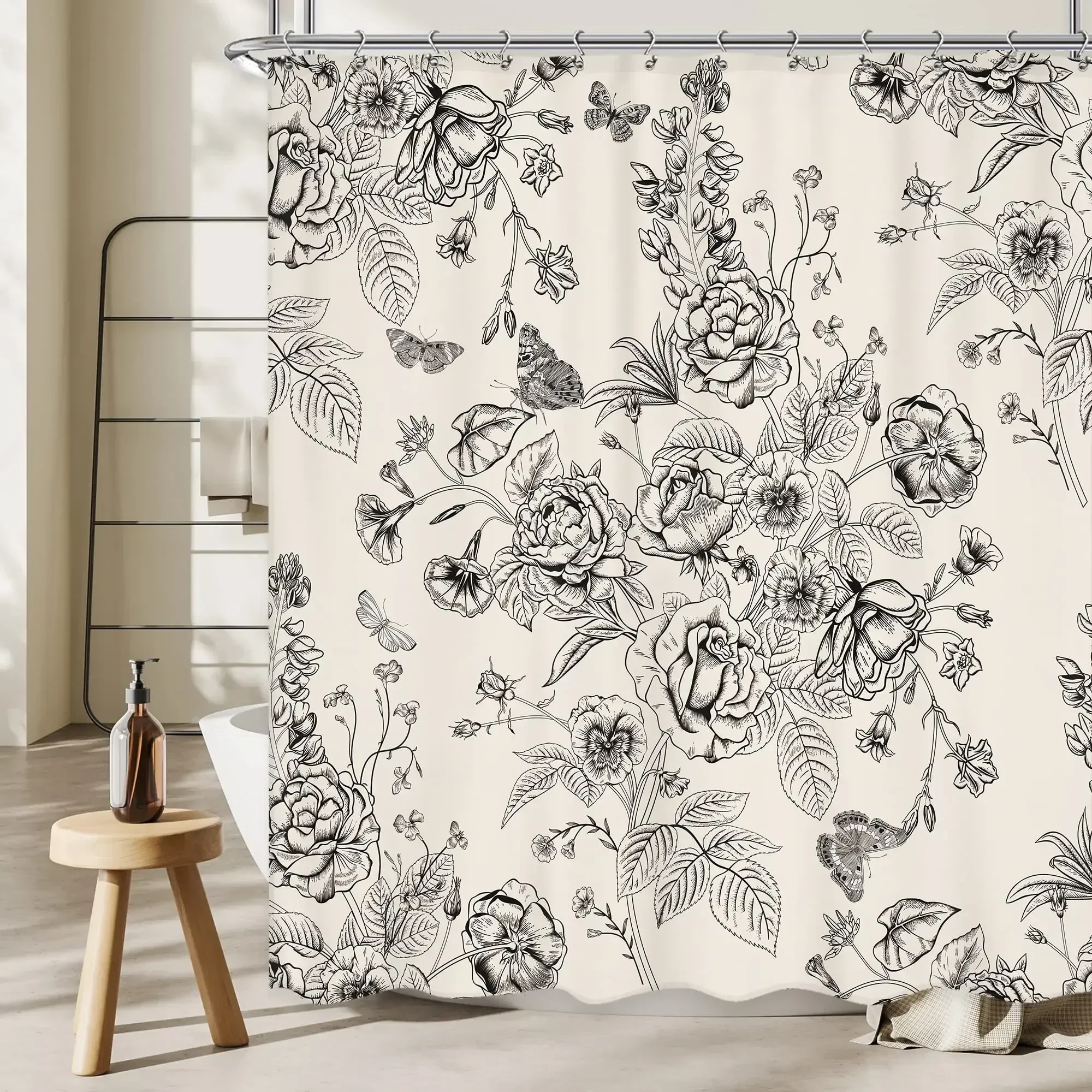 ستارة دش ويليام موريس، مجموعة ستائر دش خضراء للحمام، نسيج ثقيل الوزن، ستارة حمام مزخرفة، ستارة قابلة للغسل #5