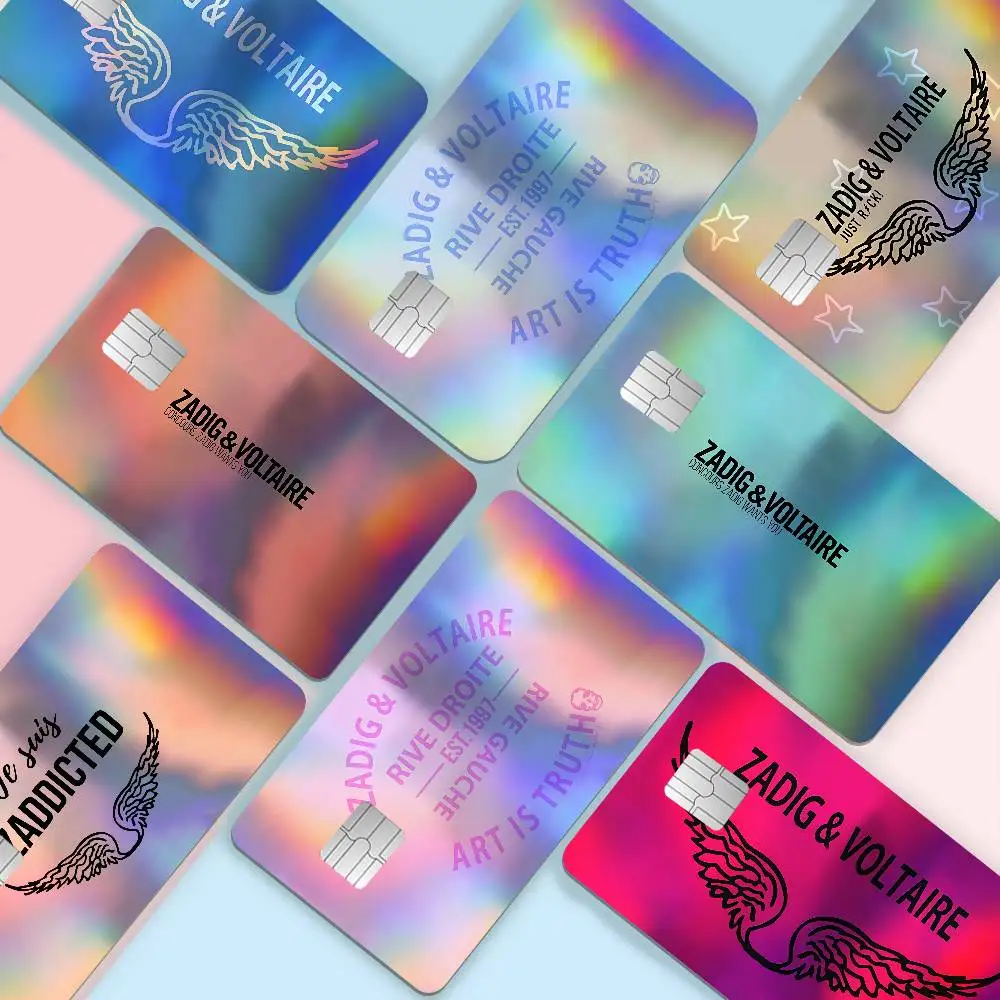 Pegatinas de Lujo para Tarjetas Bancarias Z-Zadig y V-Voltaire, Decoración Brillante y Reflectante para Tarjetas DIY