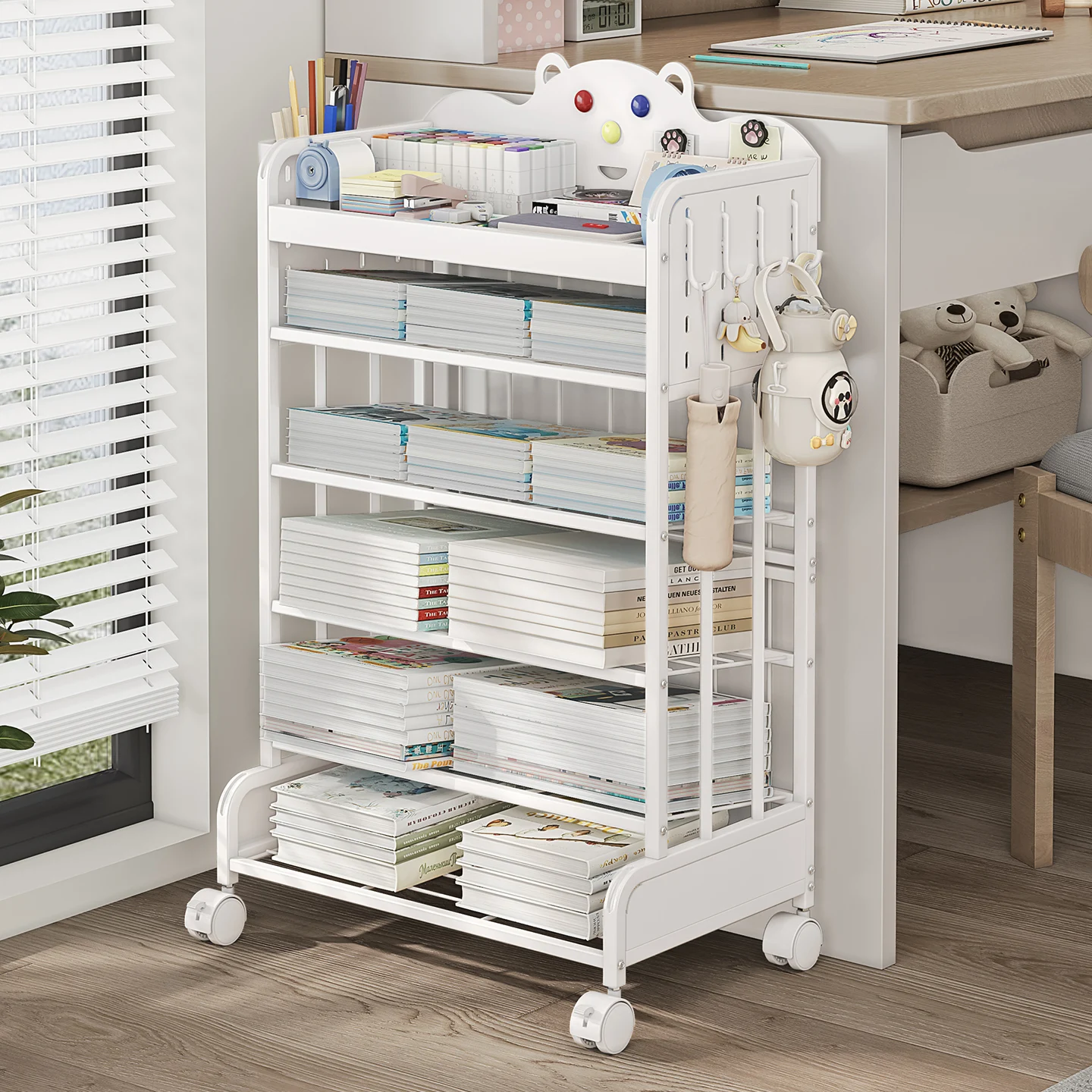 children's-floor-bookshelf-integrated-corner-wall-mounted-rotating-bookcase-living-room-toy-storage-cabinet-picture-book-stand