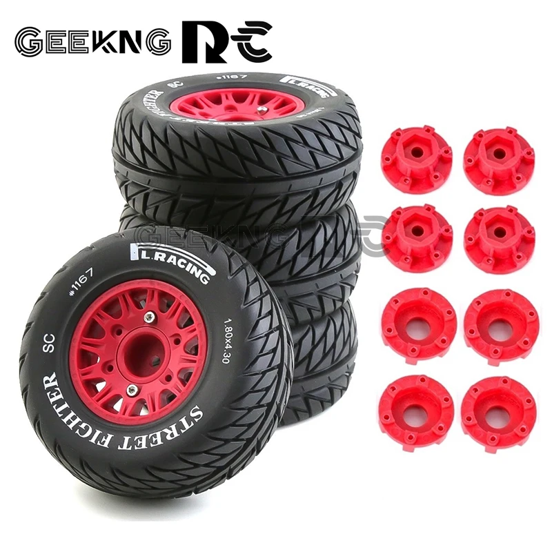 4Pcs 113mm 1/8 1/10 Short Course Truck Tire with 12mm 14mm 17mm Wheel Hex for Slash ARRMA SENTON Vkar SCTX10 HPI RC Car