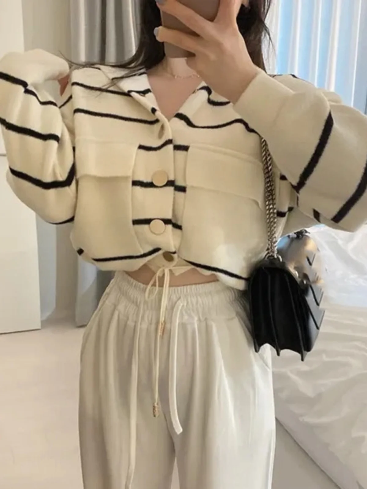 

Women's Thiened Knitted ort Cardigan Coat Winter Faion Korean Sle Lazy Hat Striped Sweater Outerwear Soft And Cozy