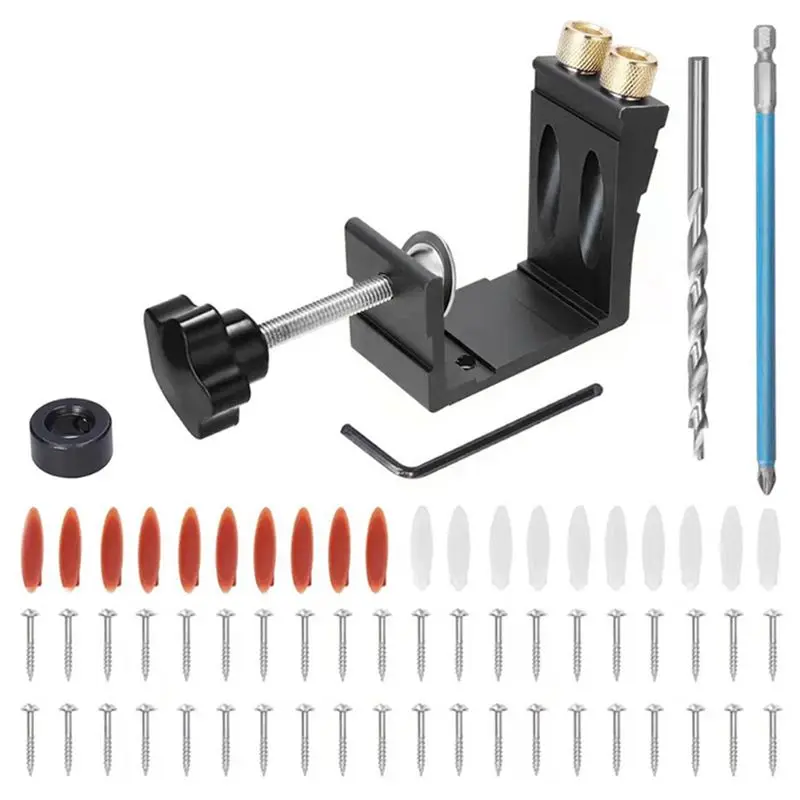 

Набор врезных антенновых винтов для деревообработки, деревообрабатывающий инструмент для удаления винтов с косым отверстием, шаблон, инструмент для установки сращивания, черный-AS9