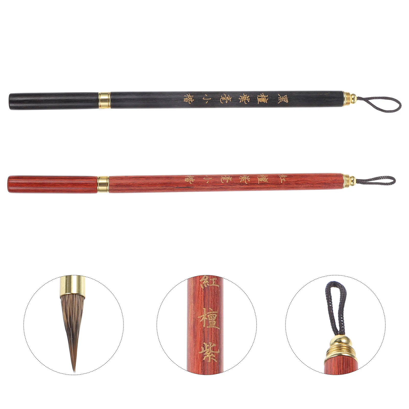 

2pcs Chinese Calligraphy Brush Pen Long Handle Soft Bristle For Painting Writing Art Traditional Ink Pens Sumi Calligraphy Tools
