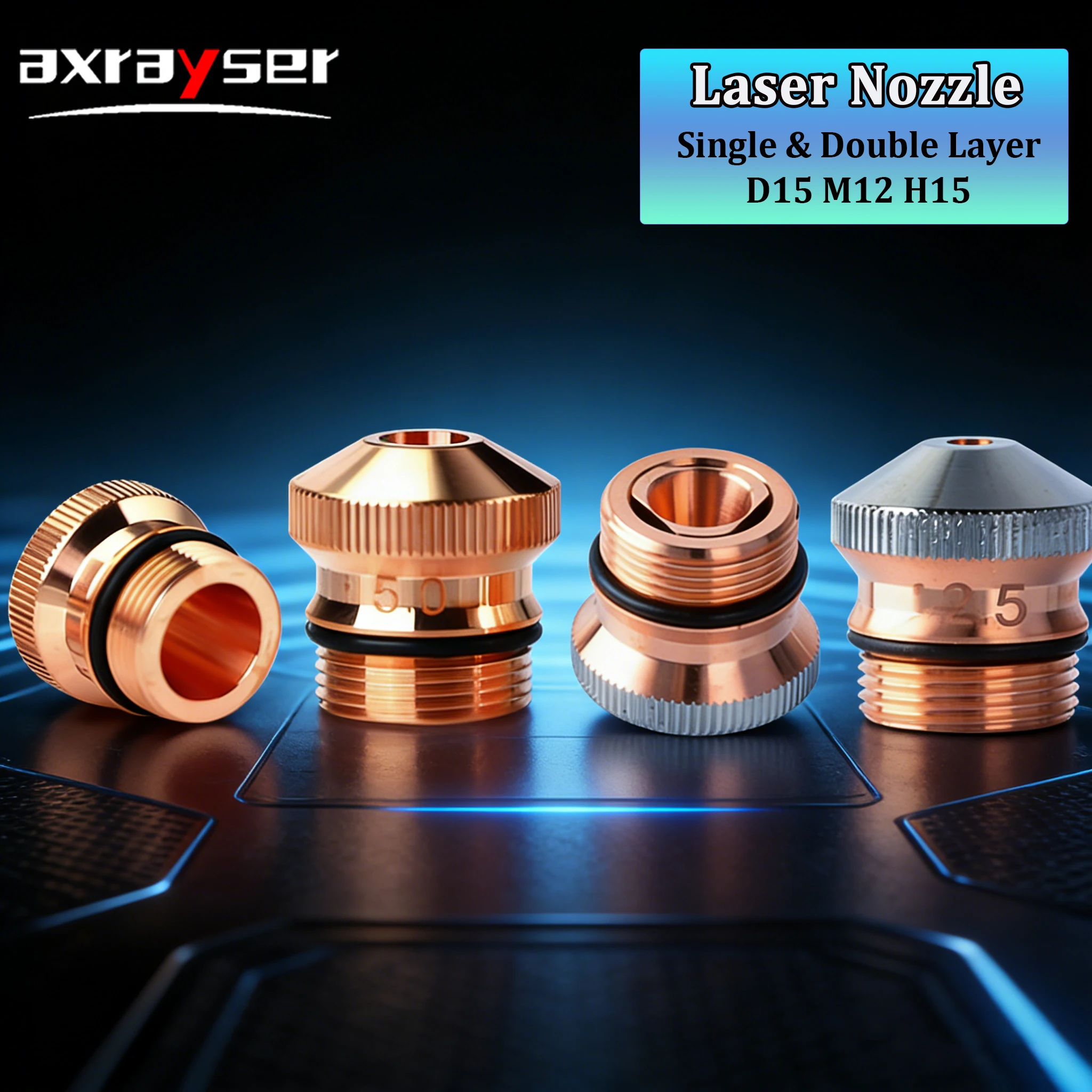 

Laser Nozzle Dia15mm M12 H15 Single Double Layer Nozzle Chrome Plating Caliber 0.8-5.0 Nozzle For Fiber Laser Cutting Head