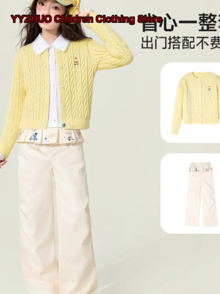 Girls Long Sleeve Cardigan Teens Autumn Knit Top Trendy Style Long Sleeves Older Kids