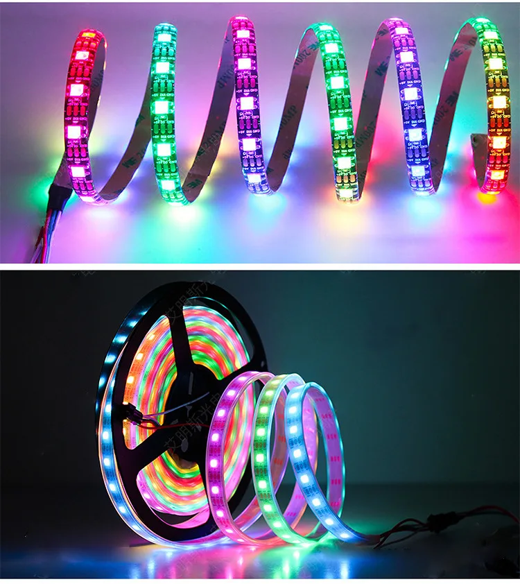 RGB Smart LED Strip Light para decoração de sala de jogos, 160LEDs por m, 100ft, 5m, 10m, 15m, 5050, RGB, Wi-Fi