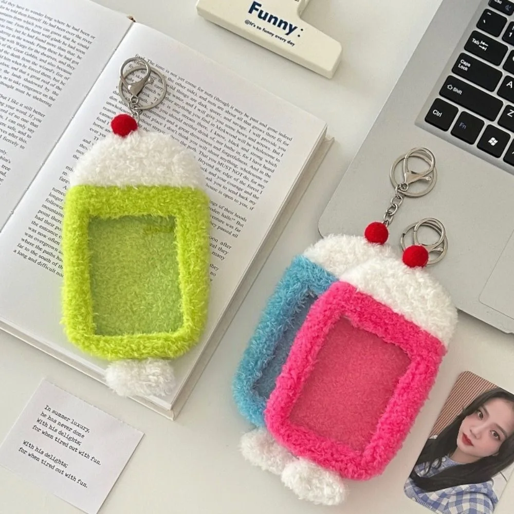 Ice Cream Plush Photocard Holder Idol Card Sleeve Korean Style Bus Card Holder Bag Pendant ID Card Cover Cartoon Photocard Cover