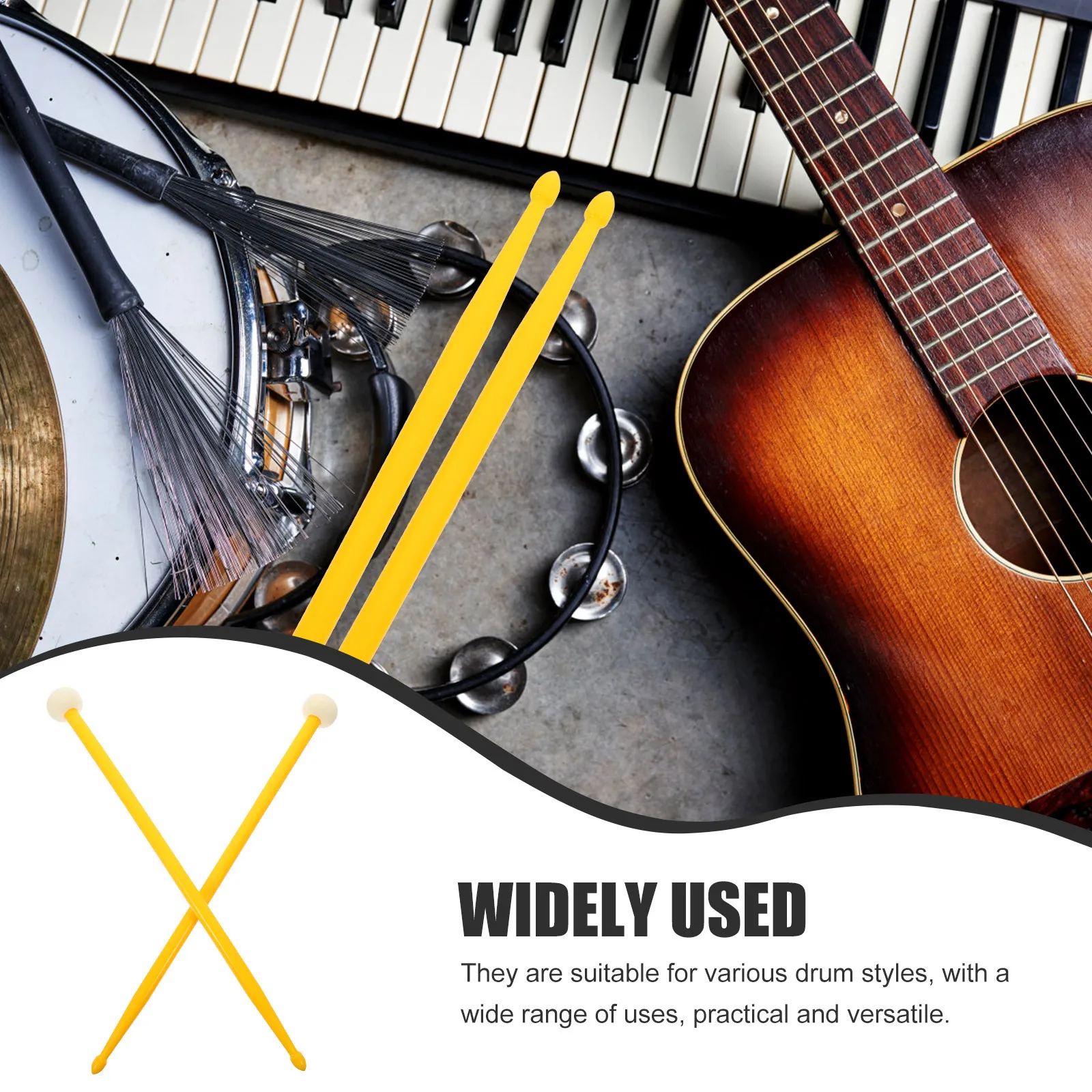 

1 Pair Double-End Drum Sticks Smooth Lightweight Percussion Instrument For Jazz Band Practice Performance Students Beginners