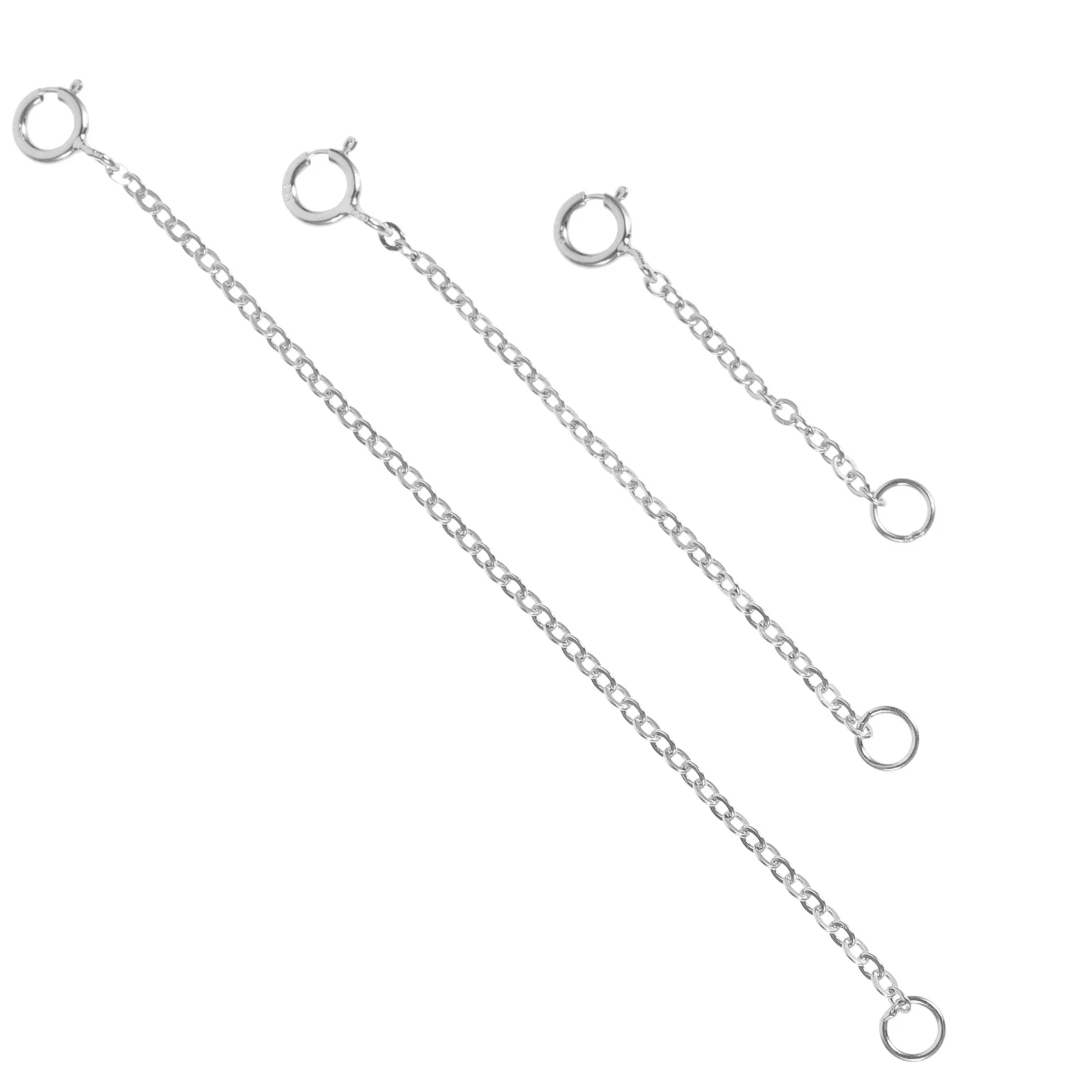 

3pcs Sterling Silver Extension Chain Jewelry Bracelet Extenders Chains Links Making Lobster Clasp Dainty Easy On Off Accessory
