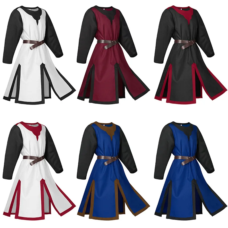 

Plus-size Mens Medieval Crusader Knights Templar Tunic Costumes Renaissance Halloween Long Robe Party Stage Cosplay Adult