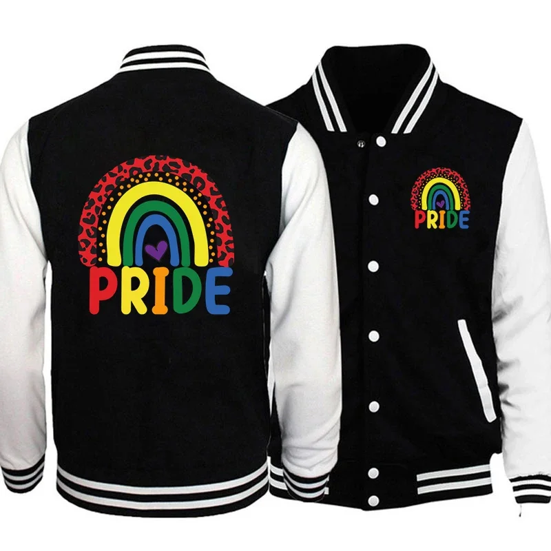 Pride LGBT damskie kurtki bomberki moda jesienno-zimowa strój baseballowy płaszcze oversize studencka para Harajuku luźna kurtka