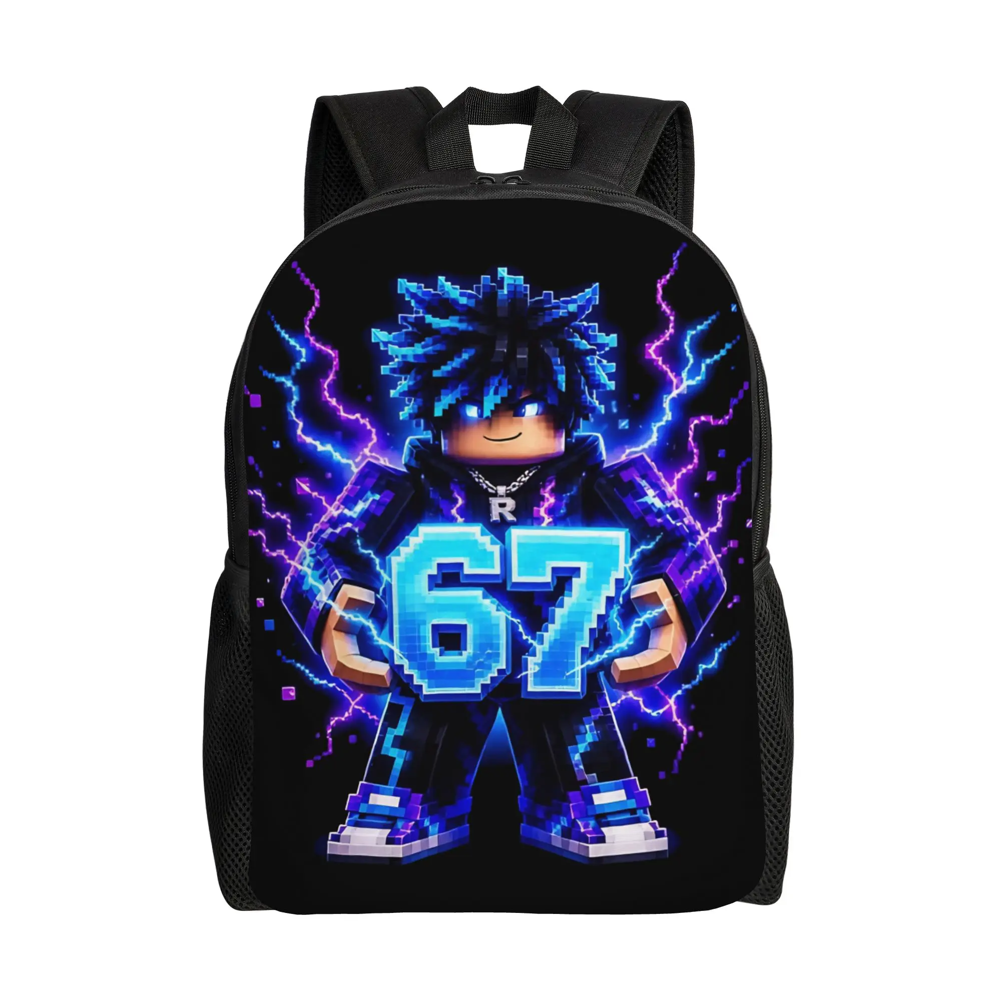 67 Core Blue Gamer Art Fashion Backpack Lightweight High School Hiking Travel Robot Daypack for Men Women Laptop Shoulder Bag