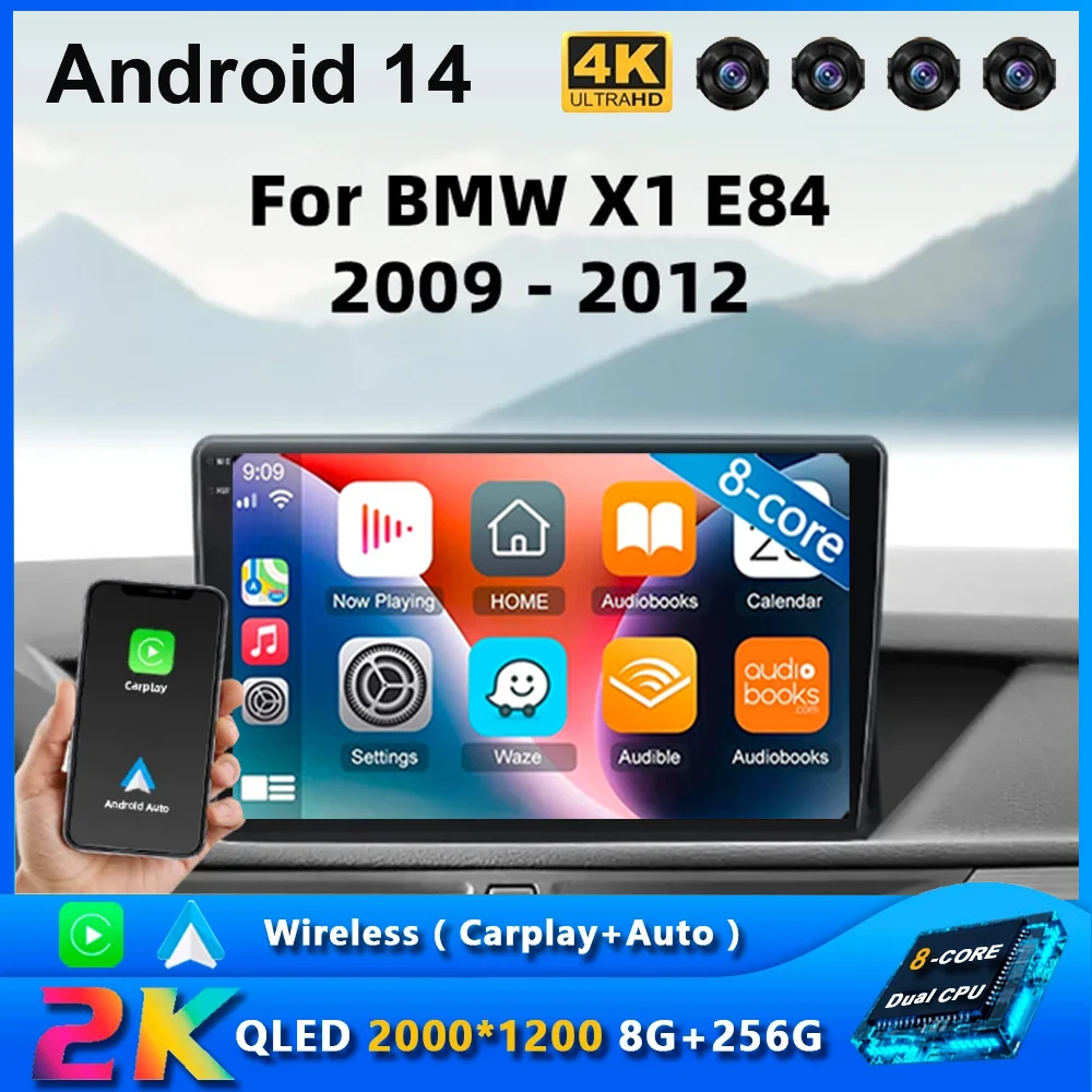 

Android14 Auto Carplay Car Radio For BMW X1 E84 2009 2010 2011 2012 Navigation GPS Multimedia Player WiFi+4G Stereo DSP Video BT