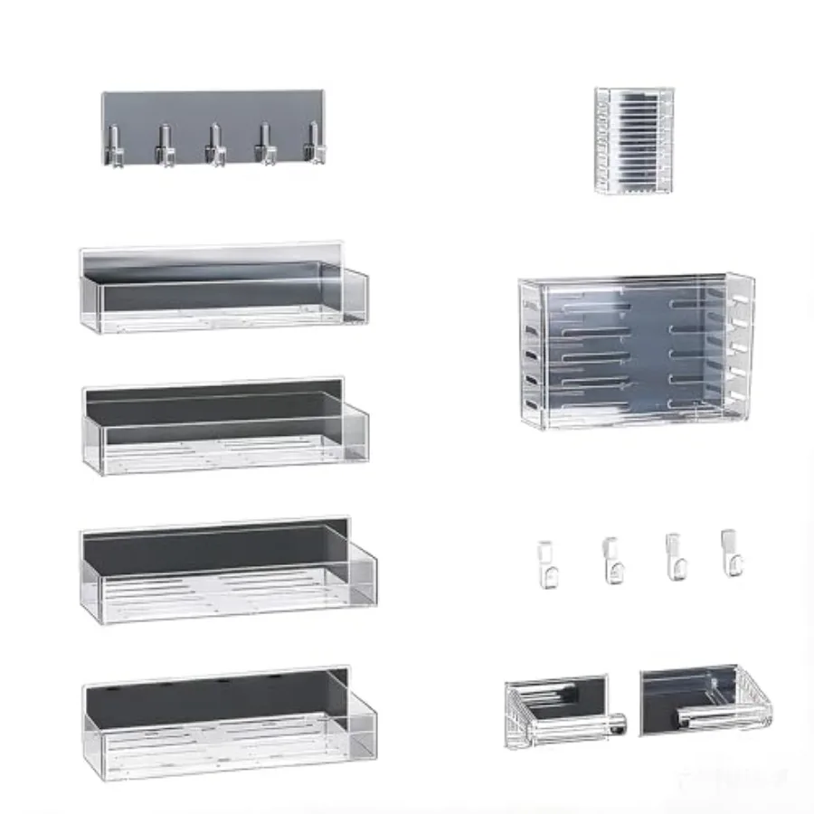

Magnetic Spice Rack for Refrigerator Magnetic Shelf Fridge Magnet Organizer with Paper Towel Holder Utensils Racks Hook Rack De
