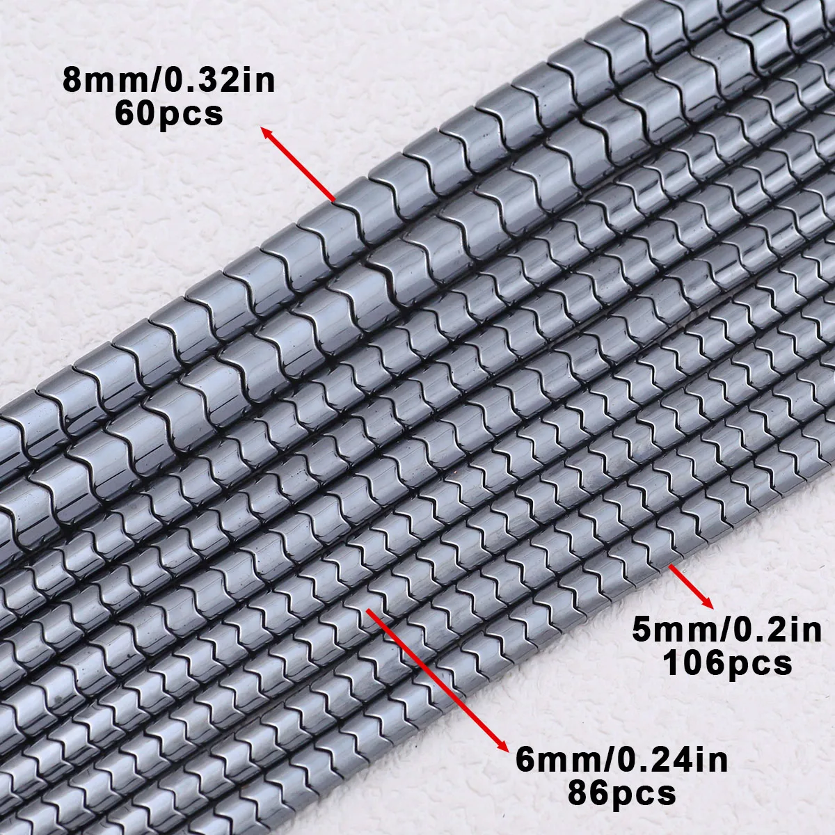 5/6/8MM Natural Black Hematite Wave Gear Shape Stone Spacers Loose Beads For Jewelry Making Bracelets DIY Findings Accessories