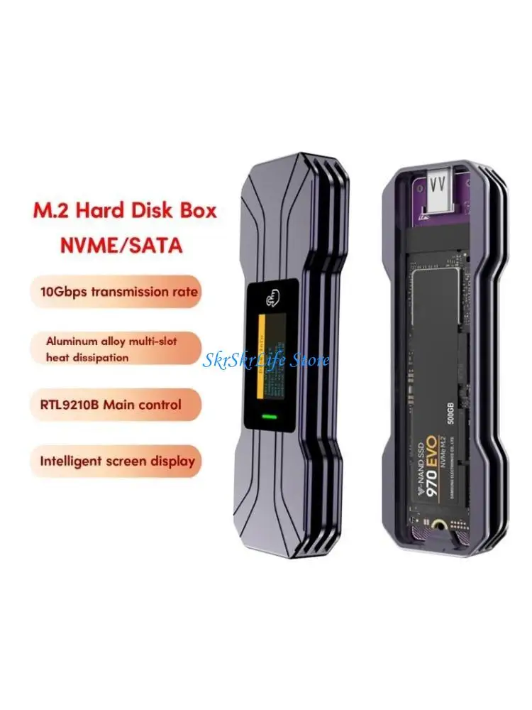

E65E Aluminum M.2 SSD Enclosure Box NVME with Led Display USB 3.1 10Gbps HDD Case Box 9210B Main Control