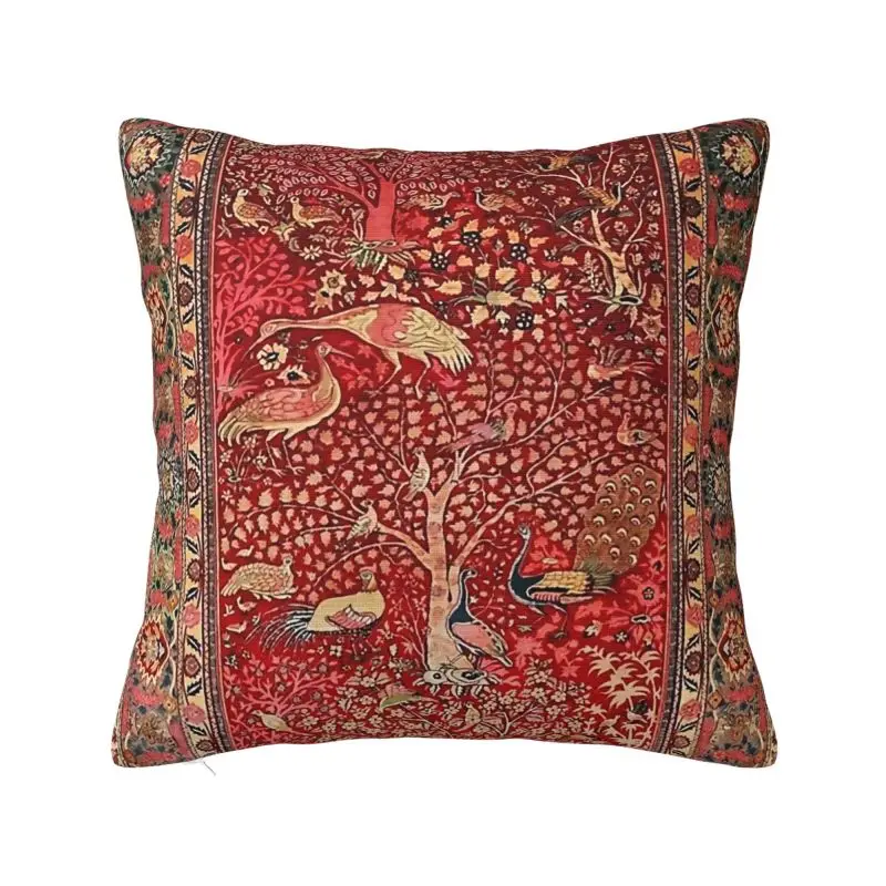 Luxury Antique Persian Rug Bird Tree Flowers Cushion Cover Velvet Bohemian Floral Throw Pillow Case Home Decorative