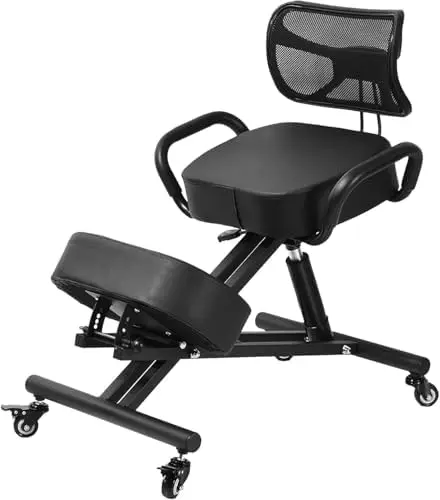 Ergonomic Kneeling Chair with Back Support, Height Adjustable Stool for Home and Office, PU Kneeling Chair for Desk to