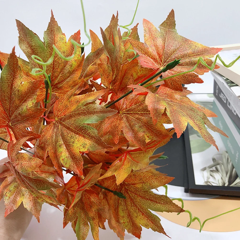

Artificial Maple Leaves Autumn Fall Branch Decoration Indoor Floral Arrangement Fake Maple Leaves Stems for Wedding Party Fall