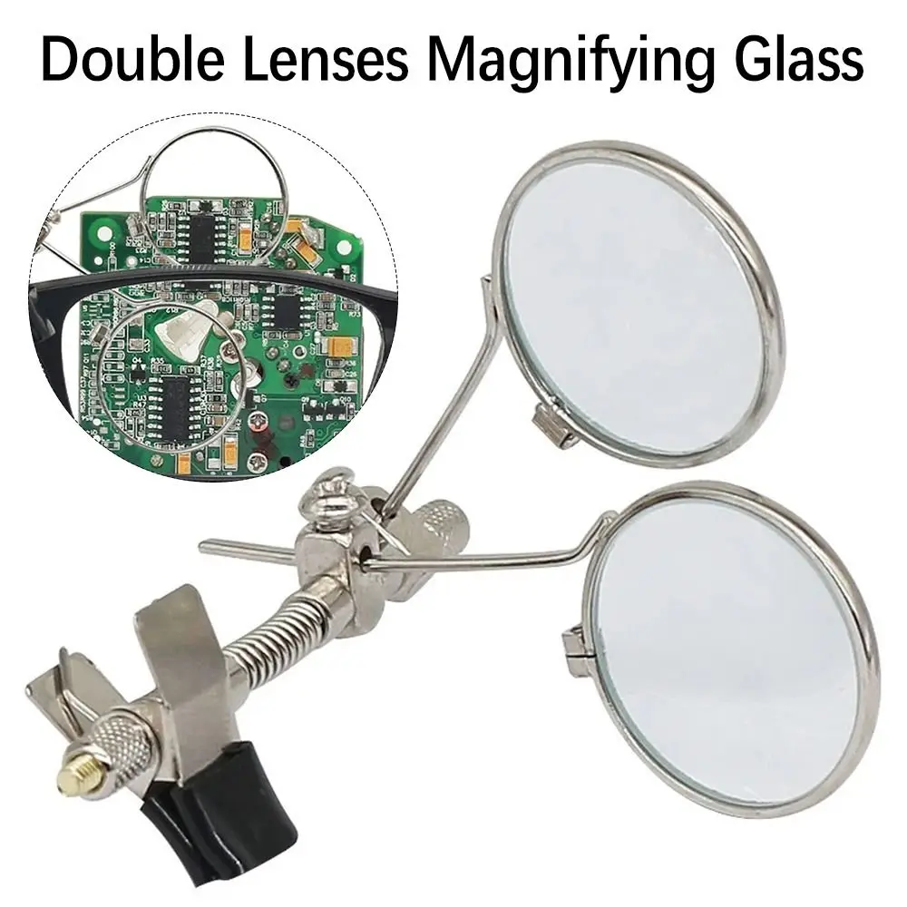 For Watchmakers Jewellers Diameter 25mm Monocular Magnifier Clip Magnifier Double Lenses Magnifying Glass Stainless Steel