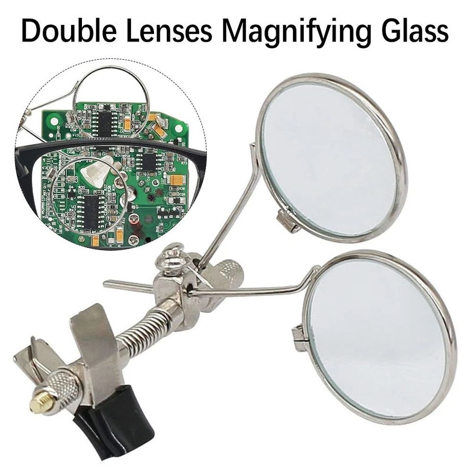  For Watchmakers Jewellers Diameter 25mm Monocular Magnifier Clip Magnifier Double Lenses Magnifying Glass Stainless Steel 