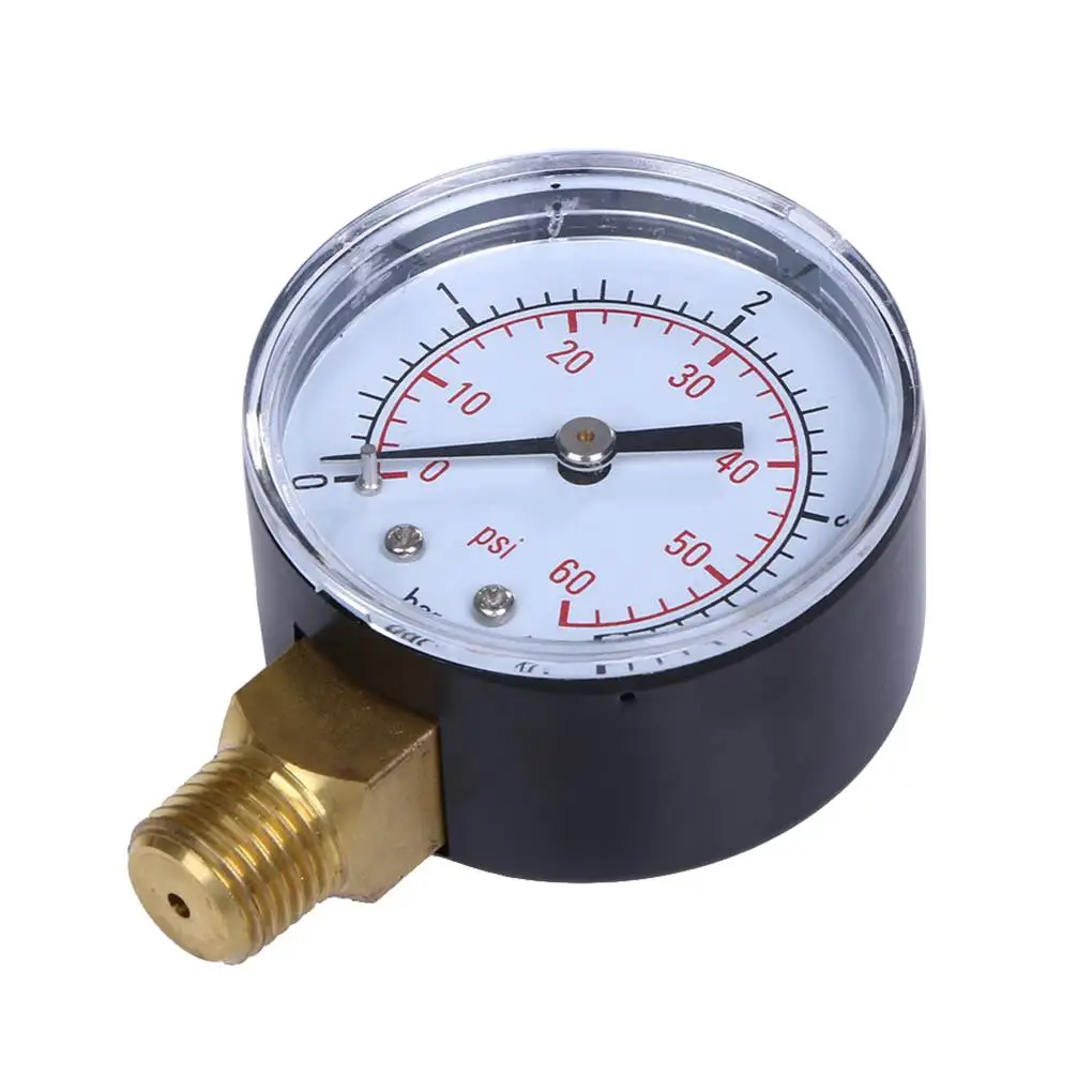 Imagem -03 - Water Pressure Meter Thread Mount Manômetro de Óleo Compressor de ar Manômetro Tester Bspt 04bar 060psi 50 Milímetros