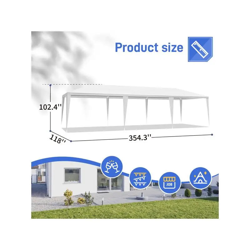 Tettuccio bianco per tenda da festa all'aperto con tubo di ferro rivestito in plastica PE non tessuta da 3 * 9 m
