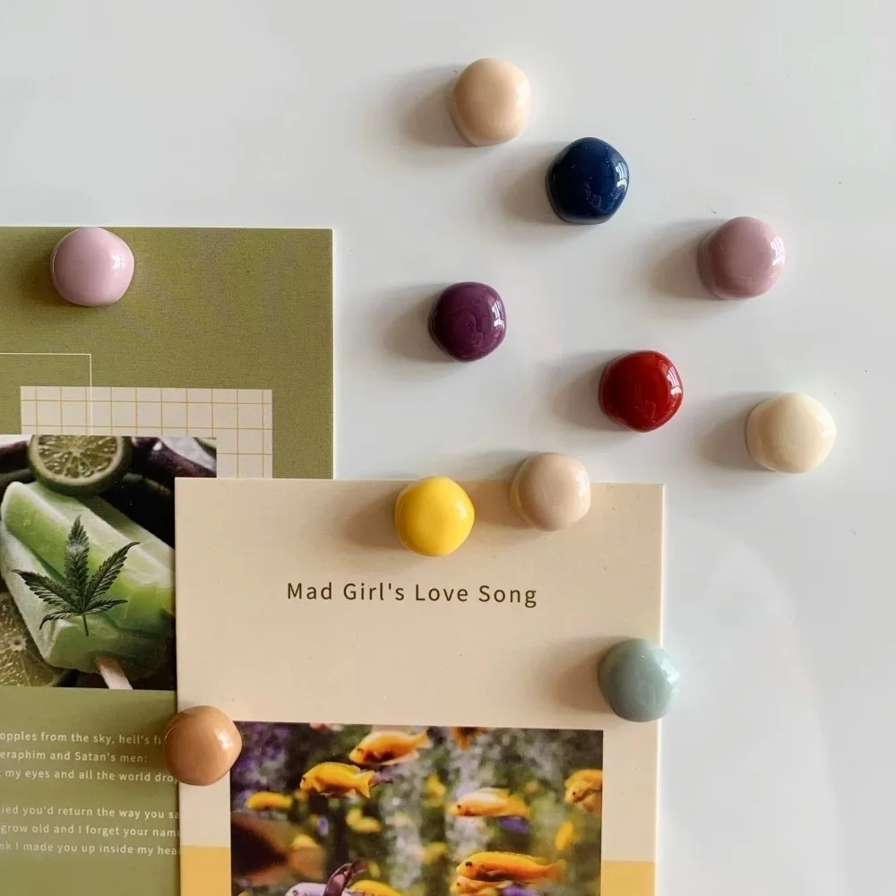 10Pcs New Colorful Resin Fridge Magnets Circular Shape Mo Landi Refrigerator Magnets Kitchen Decor Decorative Magnets For Home