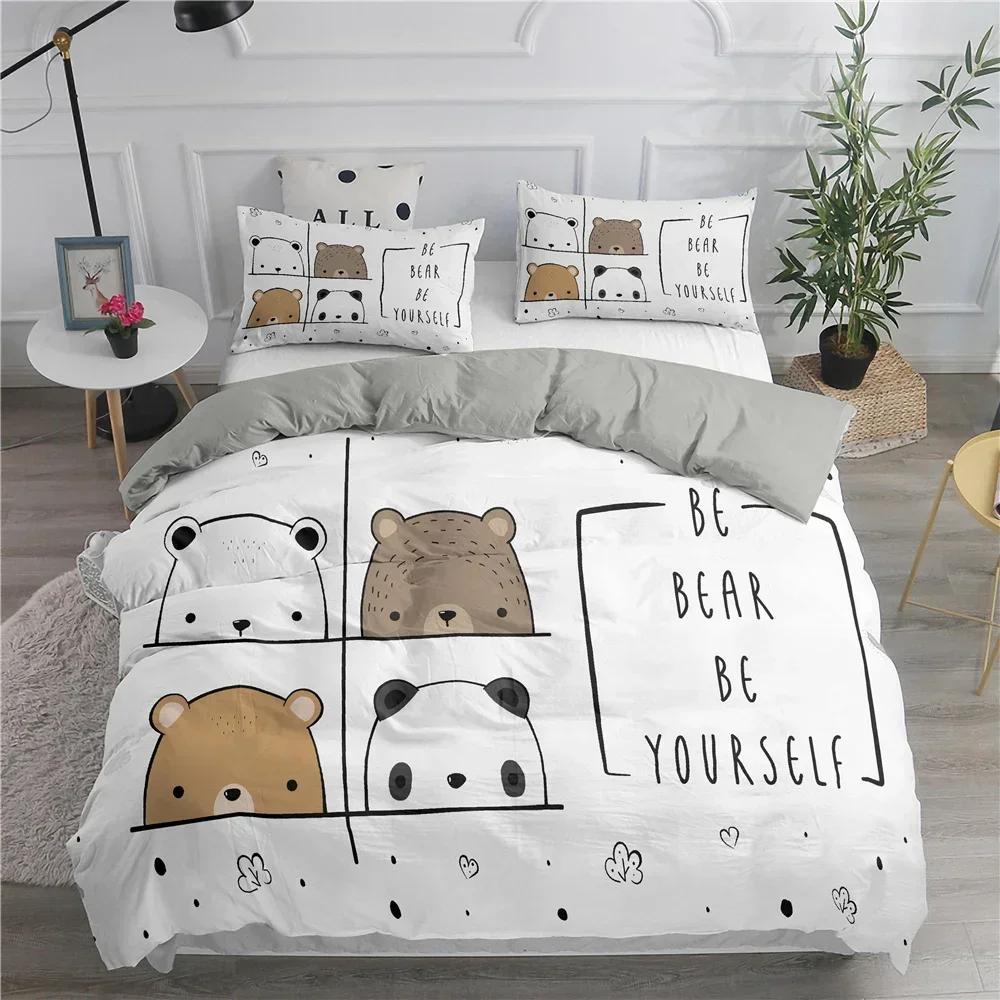 Cartoon Cute Cats Printed Comfortable Duvet Quilt Cover Pillowcase Bedding Set Children Bedroom Decoration Home Textile