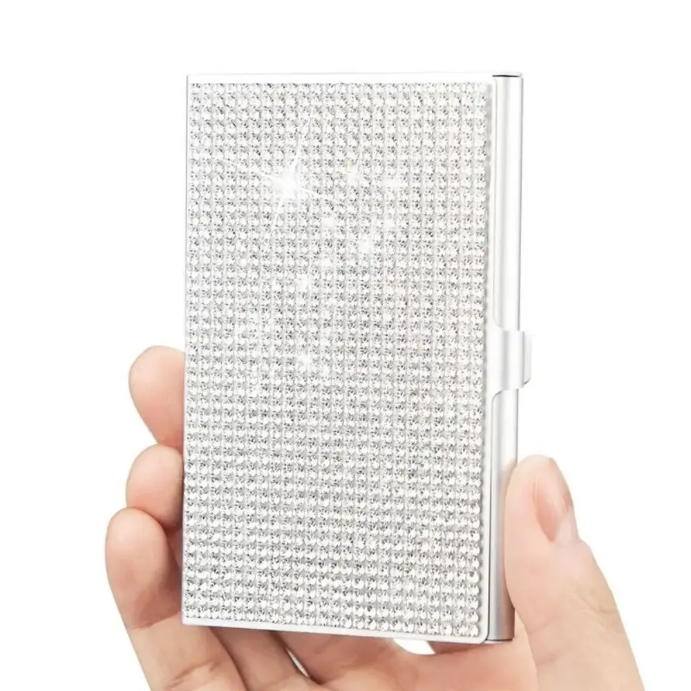 Aluminum Alloy Diamond Metal Business Card Case 10-20 Sheets Capacity Snap Slim Business Card Case Small