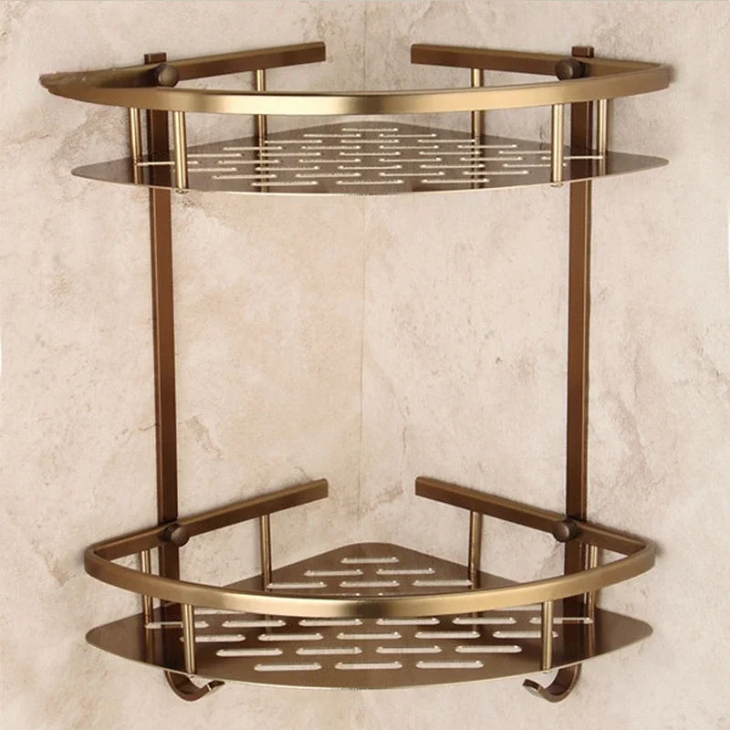 

Antique Bronze Corner Basket Shelf Brushed Space aluminum Bathroom Accessories Product 2 Layers