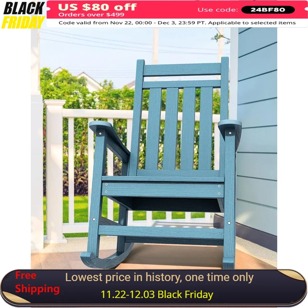 Outdoor Chair, Rocking Chairs for Adults, All Weather Resistant Porch Rocker for Lawn Garden, Outdoor Chair