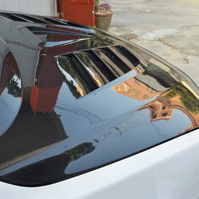 2009-2015 لسيارة Lancer Ex ترقية غطاء السيارة الأمامي الجديد من ألياف الكربون الحقيقية #4