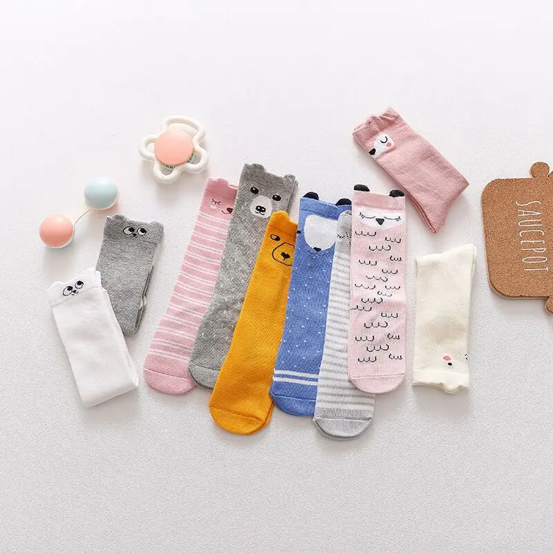 Chaussettes longues en coton pour nouveau-né, enfant en bas âge, bébé, fille, garçon, mignon, animal, chaud, 0 à 4 ans, automne, hiver