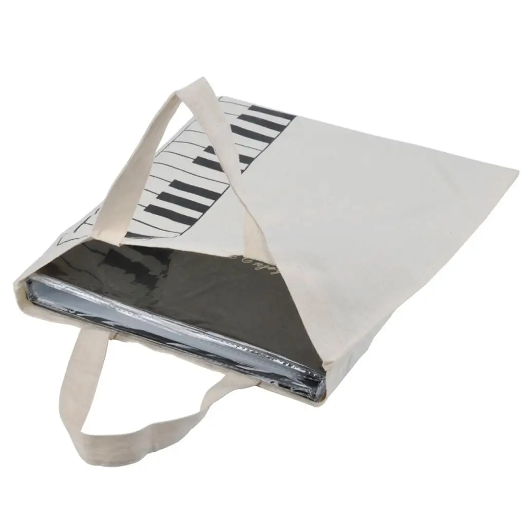 Music Score Handbag Cotton Piano Keys Tote Simple Design Women's Carrying Shopping Bag for Sheet Music