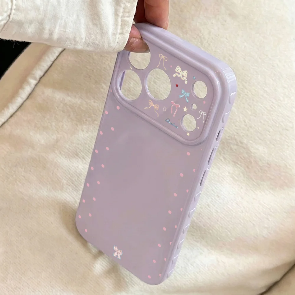

Gentle light purple base with side fun pink dots Phone Case for Apple iPhone 17 16 15 14 13 12 ProMax 17 16 15 14 13 12 11 Cases