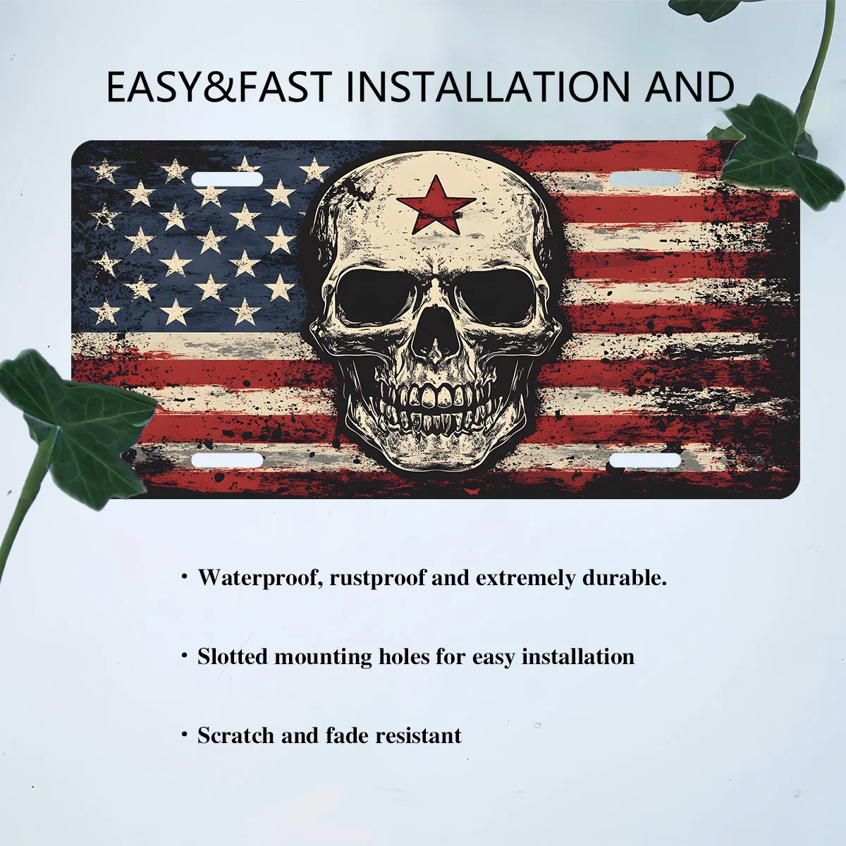 Pentagram skull License Plate Covers & Frames Cover American Flag for Decorations Fit Any Standard Front License Plate Covers &