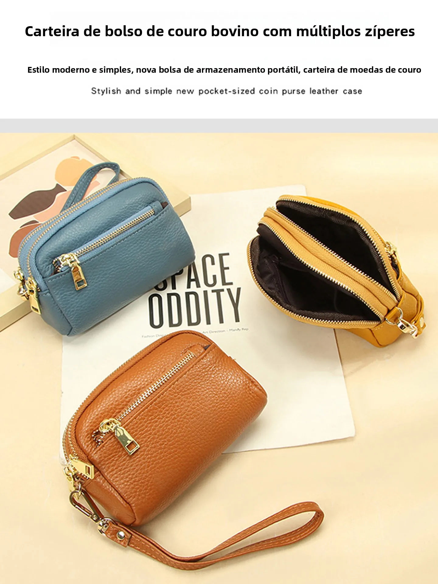 ladies-genuine-cowhide-short-wallet-double-zipper-coin-storage-bag-stylish-versatile-compact-money-holder-for-young-women