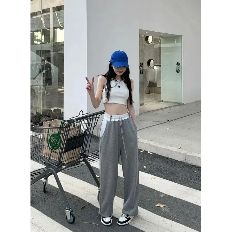 Spring Autumn Korean Fashion Casual Loose Vintage Sweatpants Women's High Waist Pants Women's Wide Leg Sweatpants Y2k Streetwear