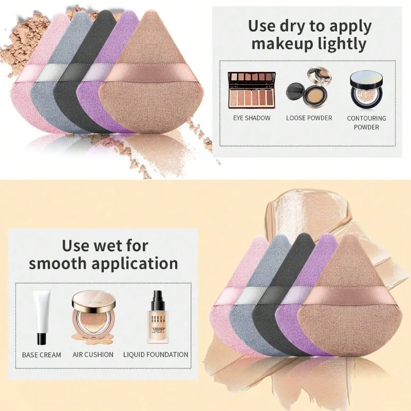 10 قطع متعددة الألوان مسحوق نفخة مجموعة مثلث الشكل القطن الناعم لمسحوق الأساس السائل مزج ماكياج أداة نفخة التجميل #4