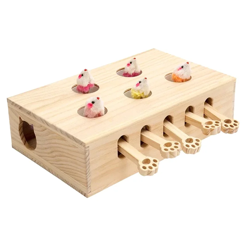 لعبة HHO-Cat For Indoor Cats Interactive Whack-A-Mole من الخشب الصلب للقطط