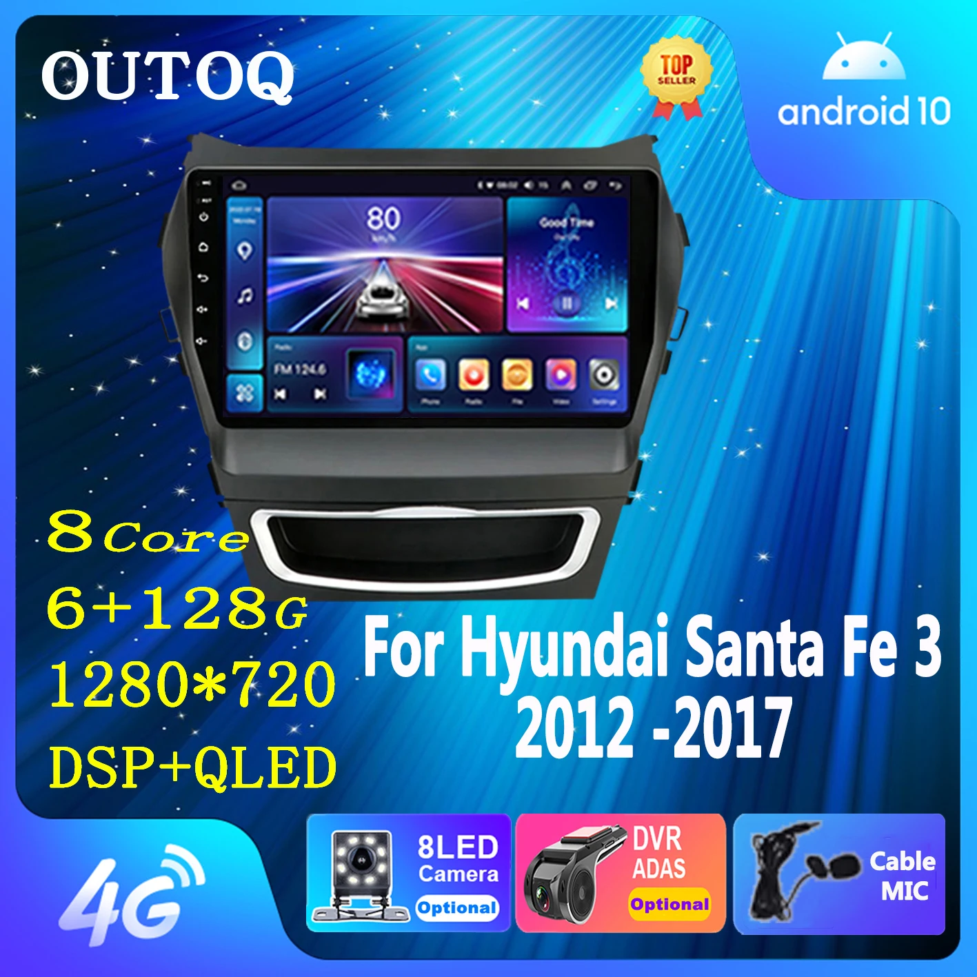 

Автомобильный радиоприемник на Android для Hyundai Santa Fe 3 Grand 2012-2017, мультимедийный плеер, GPS-навигатор, автомобильный RDS экран