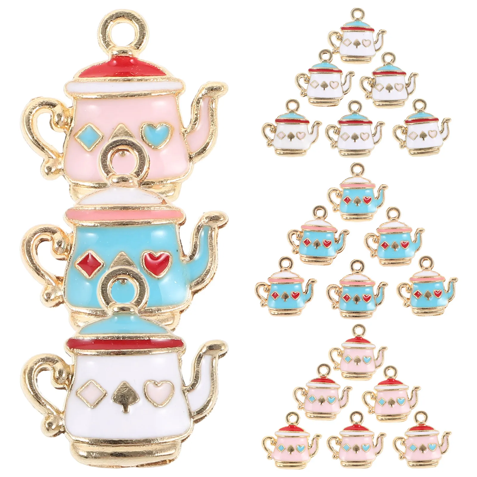 60Pcs Enamel Teapot Charms Alloy Pendants DIY Jewelry Making Bracelets Necklaces Keychain Accessories Teapot Keychain Charms