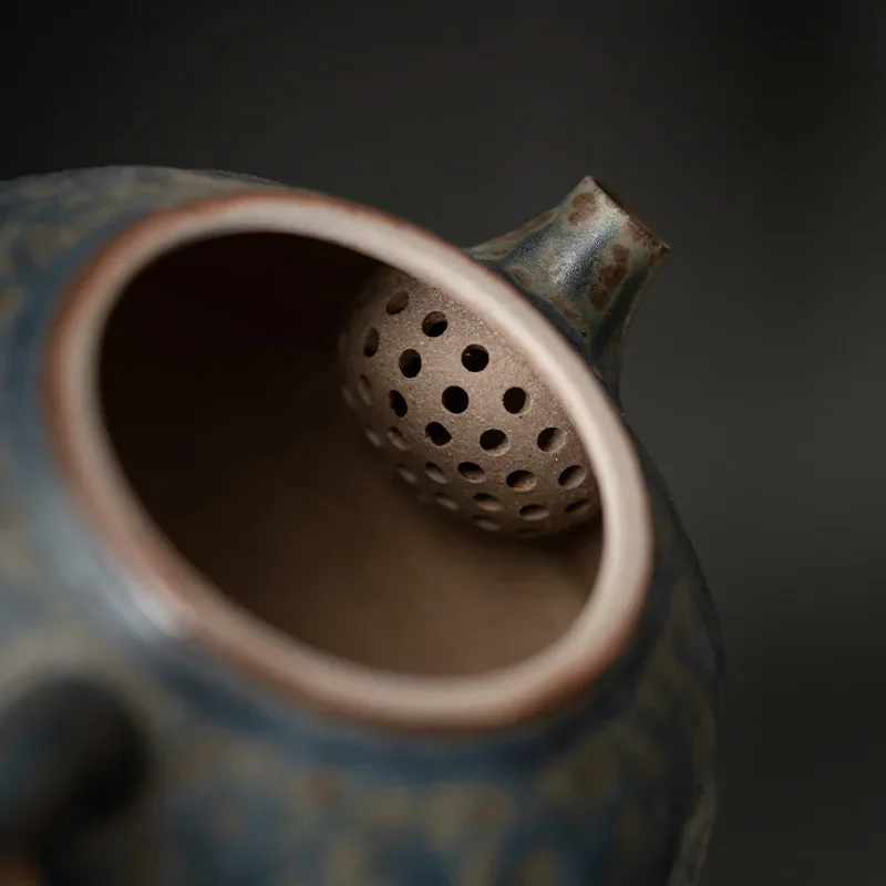 Empty Zhai Dunhuang Pot Vintage Bronze Glaze Teapot Home Old Rock Clay Teaware Single Pot Kung Fu Tea Set Tea Kettle Tea Infuser