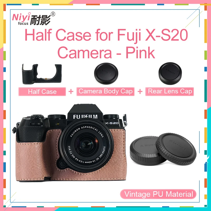Sarung kamera kulit asli untuk Fujifilm XS20, Sarung dasar kamera kulit asli dengan tali tangan Motif telapak tangan untuk X-S20 Fuji