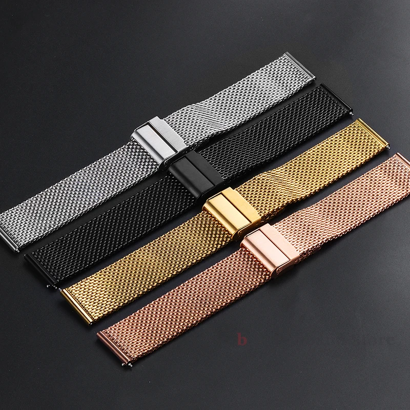 1.0mm Mesh Milanese Watch Strap for DW Watchband 18mm 20mm 22mm 24mm Quick Release Stainless Steel Wristband Folding buckle - Image 6