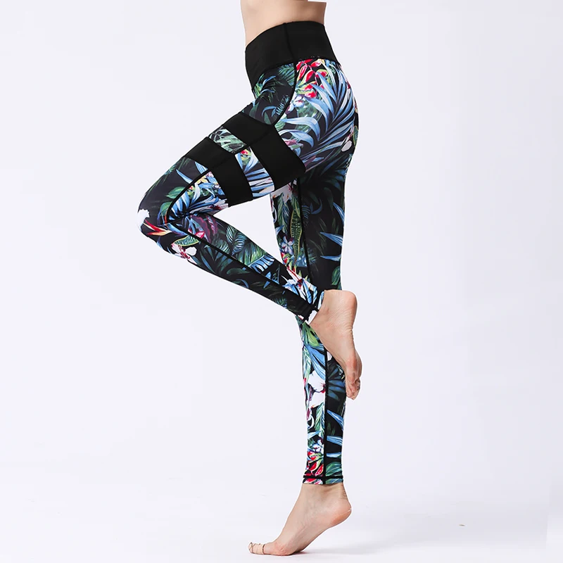 Fitness Yoga Pants Training Leggings Gym Sport 2021 Slim Booty High Waist Tights Running Jogging Tummy Control Printed Trousers